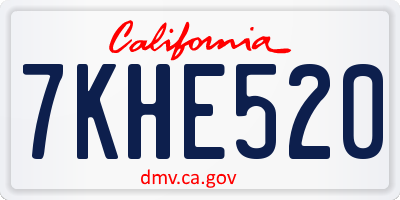 CA license plate 7KHE520