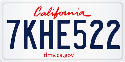 CA license plate 7KHE522