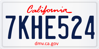 CA license plate 7KHE524