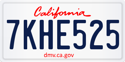 CA license plate 7KHE525