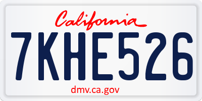 CA license plate 7KHE526
