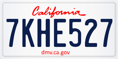 CA license plate 7KHE527
