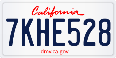 CA license plate 7KHE528