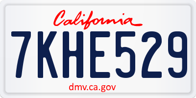CA license plate 7KHE529