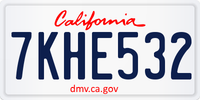 CA license plate 7KHE532