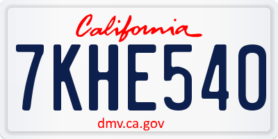 CA license plate 7KHE540
