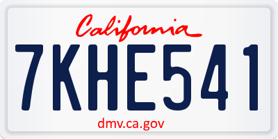 CA license plate 7KHE541