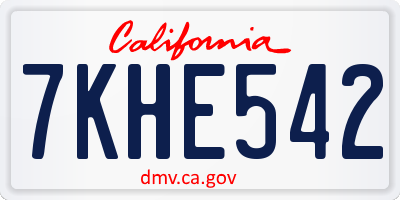 CA license plate 7KHE542