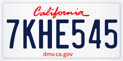 CA license plate 7KHE545