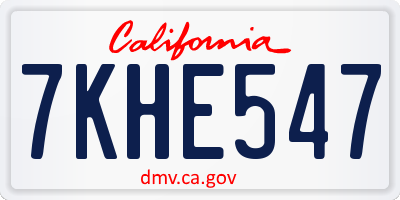 CA license plate 7KHE547