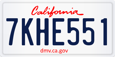 CA license plate 7KHE551
