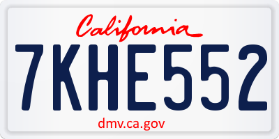 CA license plate 7KHE552