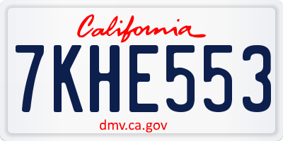 CA license plate 7KHE553