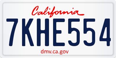 CA license plate 7KHE554