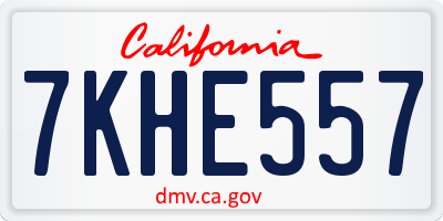 CA license plate 7KHE557