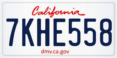 CA license plate 7KHE558