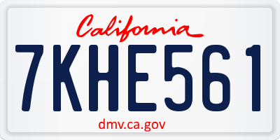 CA license plate 7KHE561