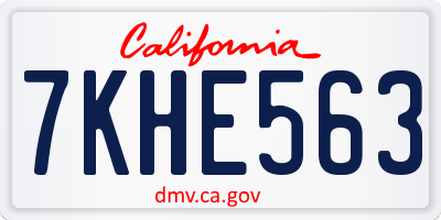 CA license plate 7KHE563