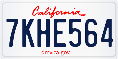 CA license plate 7KHE564