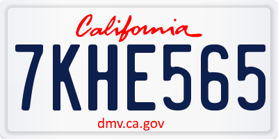 CA license plate 7KHE565