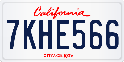CA license plate 7KHE566