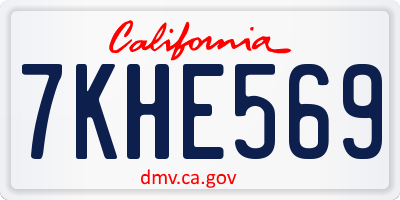 CA license plate 7KHE569