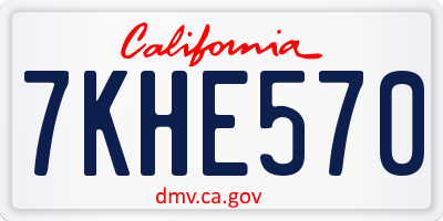 CA license plate 7KHE570