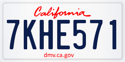 CA license plate 7KHE571