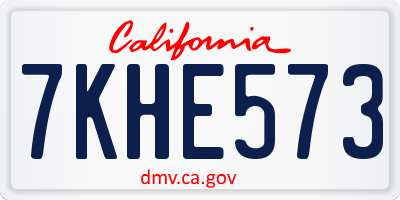 CA license plate 7KHE573
