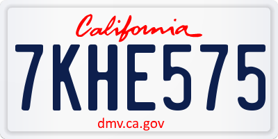 CA license plate 7KHE575