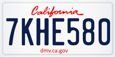 CA license plate 7KHE580
