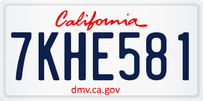 CA license plate 7KHE581