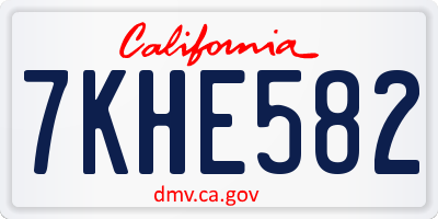 CA license plate 7KHE582