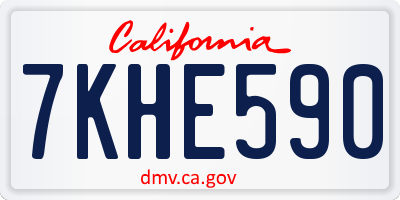 CA license plate 7KHE590