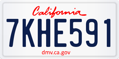 CA license plate 7KHE591