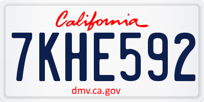 CA license plate 7KHE592