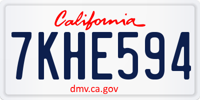CA license plate 7KHE594