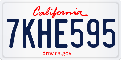 CA license plate 7KHE595