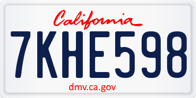 CA license plate 7KHE598