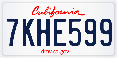 CA license plate 7KHE599