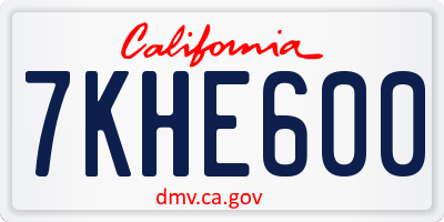 CA license plate 7KHE600