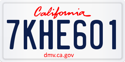 CA license plate 7KHE601