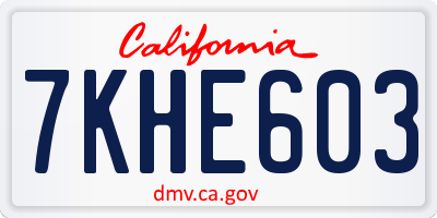 CA license plate 7KHE603