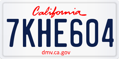 CA license plate 7KHE604