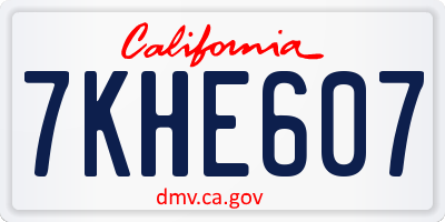 CA license plate 7KHE607