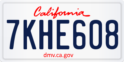 CA license plate 7KHE608