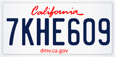 CA license plate 7KHE609