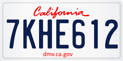 CA license plate 7KHE612