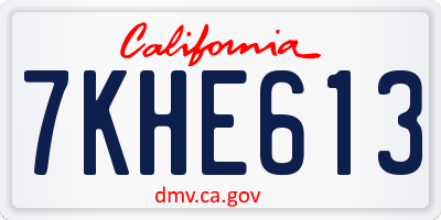 CA license plate 7KHE613