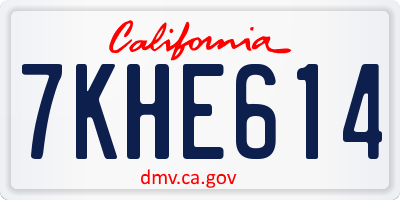 CA license plate 7KHE614